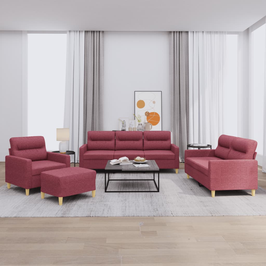 4-tlg. Sofagarnitur mit Kissen Taupe Stoff