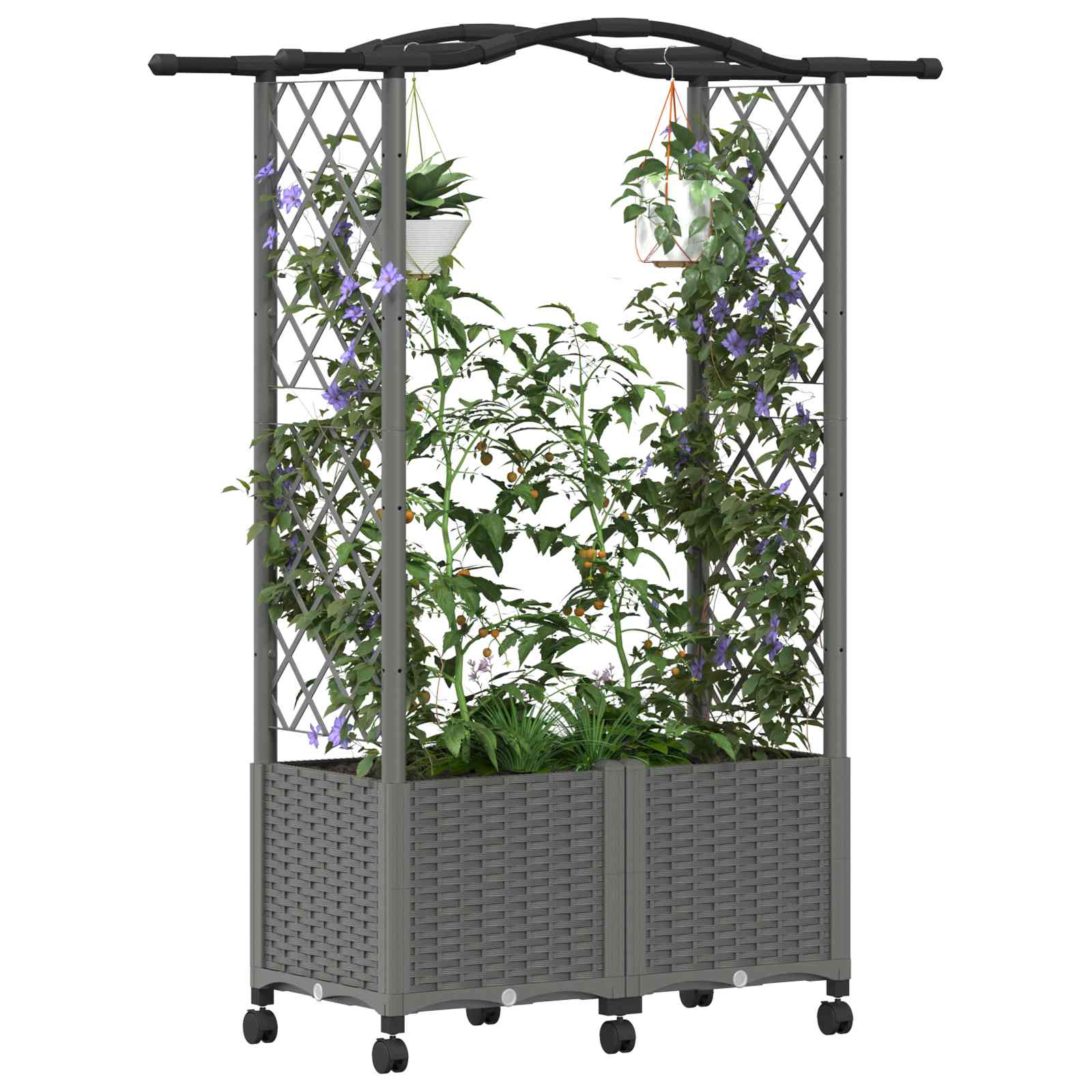 Hochbeet mit Rankgitter und Dach Braun 124 x 40 x 123 cm PP