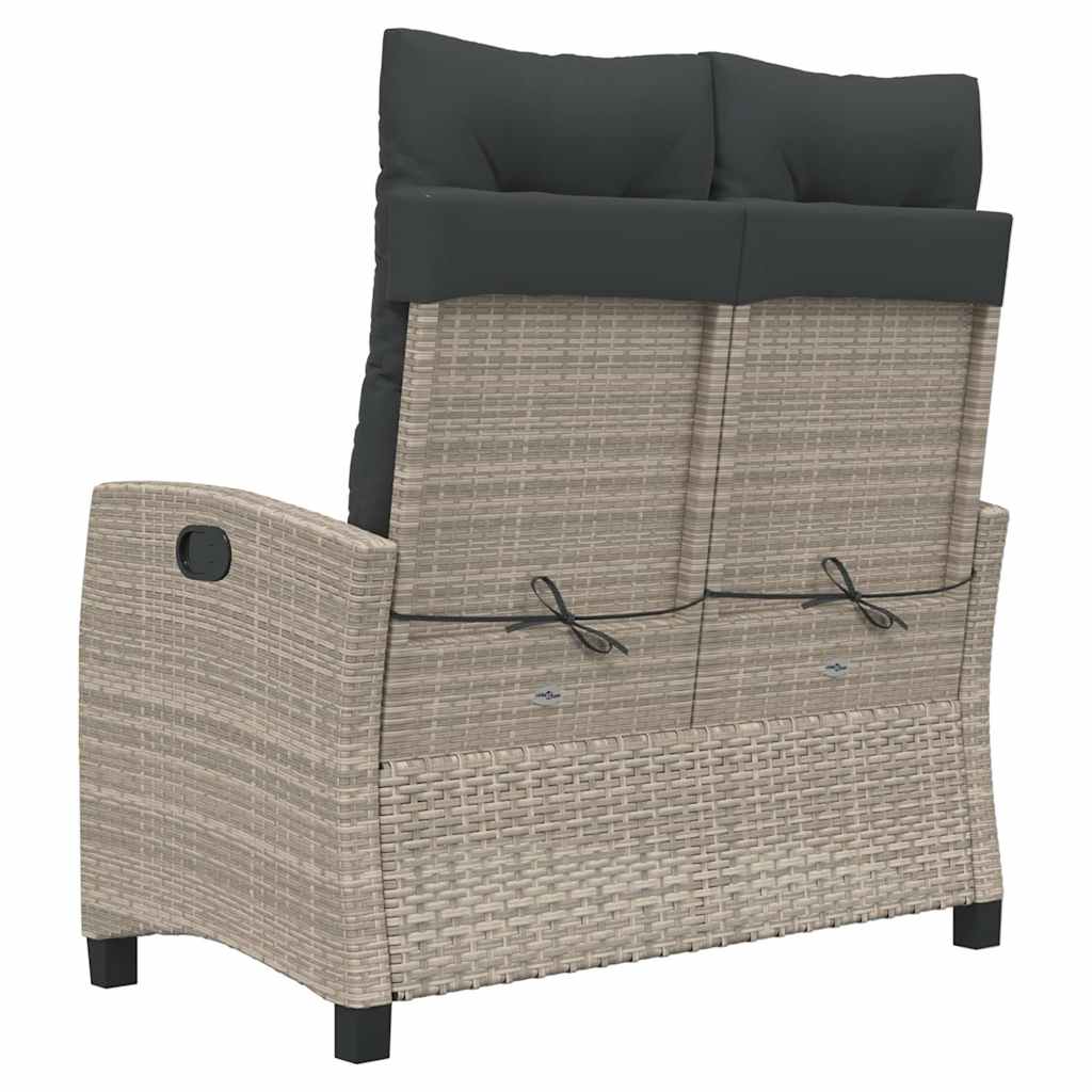 Gartenbank Verstellbar mit Kissen Schwarz Poly Rattan