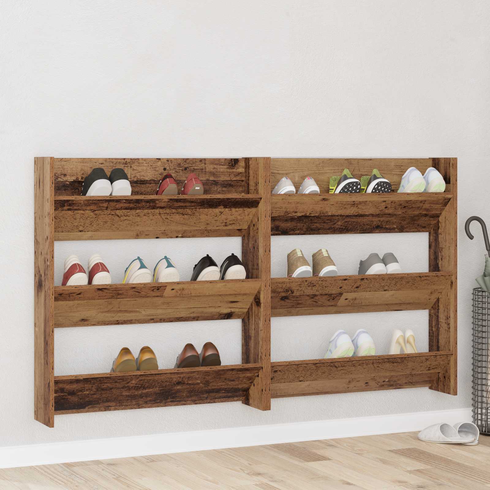 Wand-Schuhschränke 4 Stk. Weiß 60x18x60 cm Holzwerkstoff