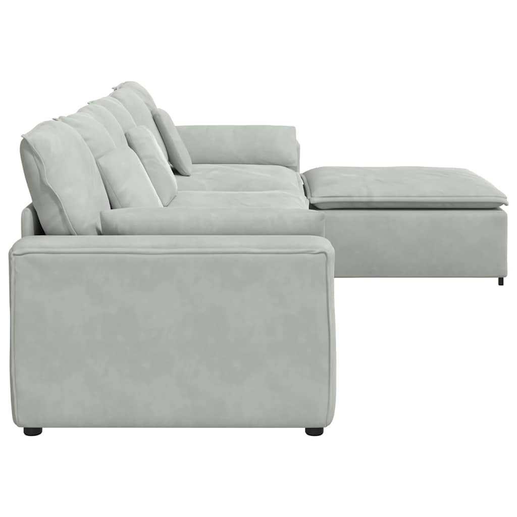 Modulares Sofa mit Fußhocker und Kissen Blau