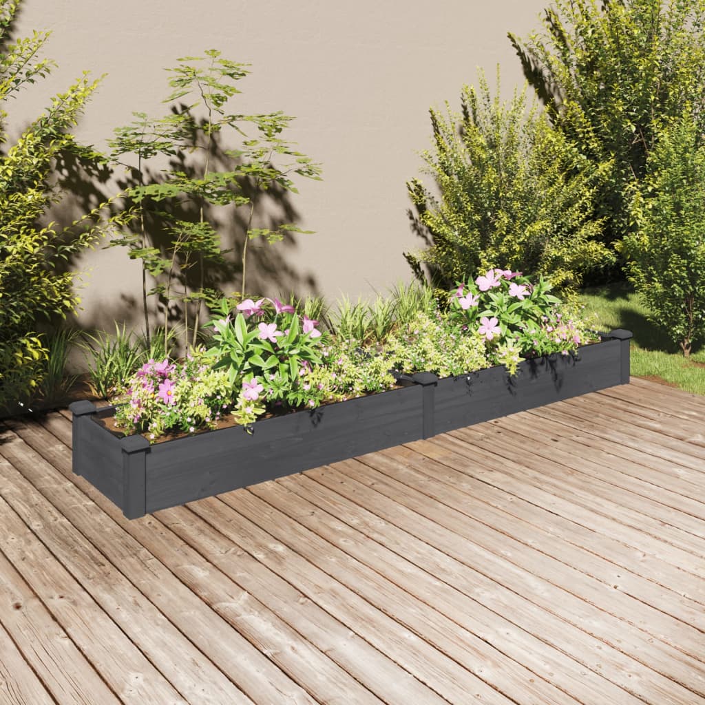 Hochbeet mit Einsatz Grau 120x45x25 cm Massivholz Tanne