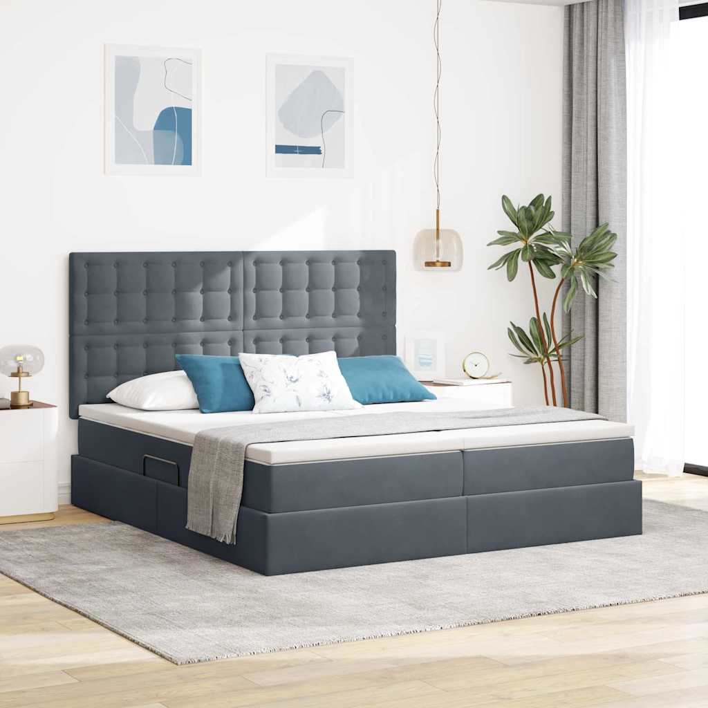 Aufbewahrungsbett mit Matratze Hellgrau 180 x 200 cm Samt
