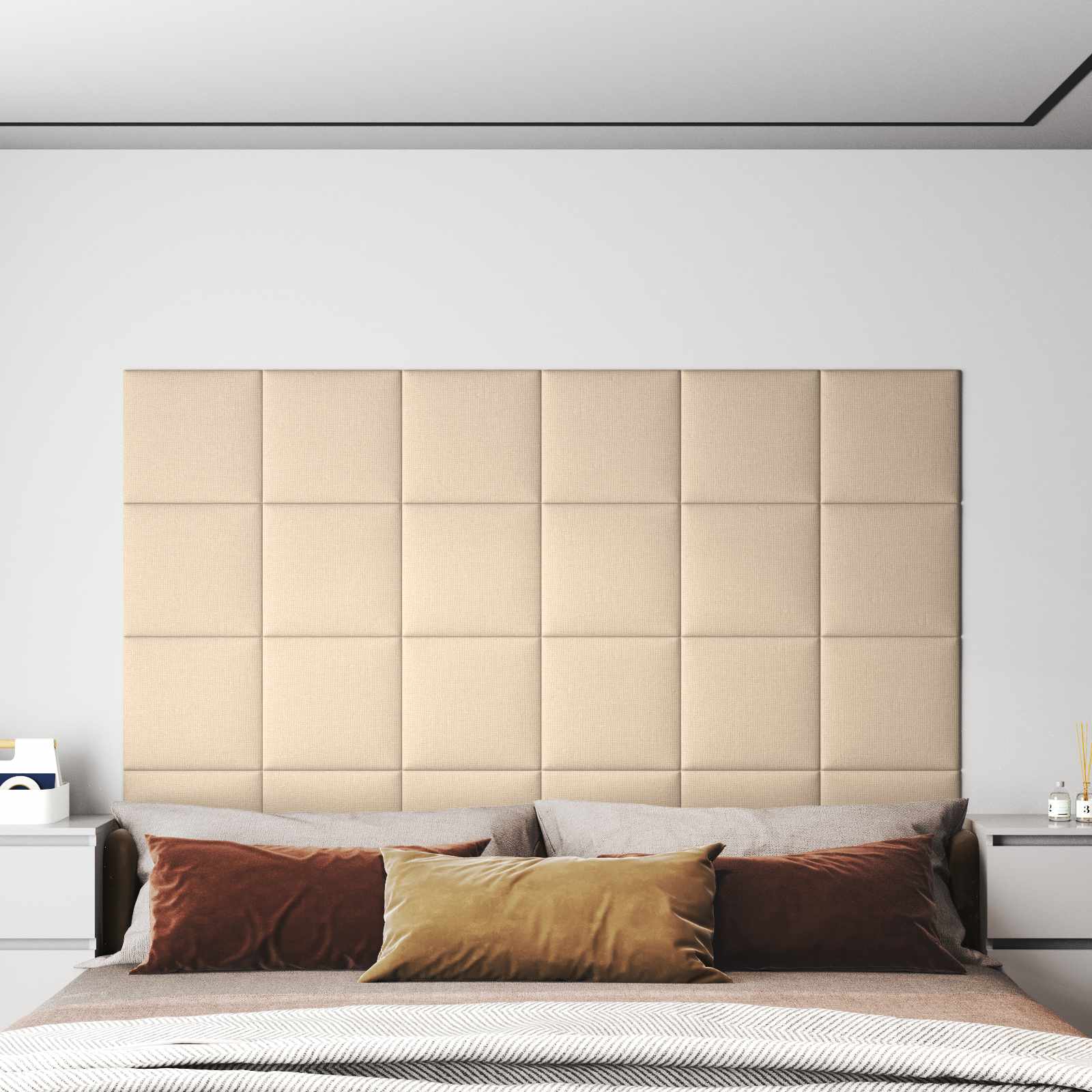 Wandkopfteilen 12 pcs 30 x 15 cm Creme Stoff