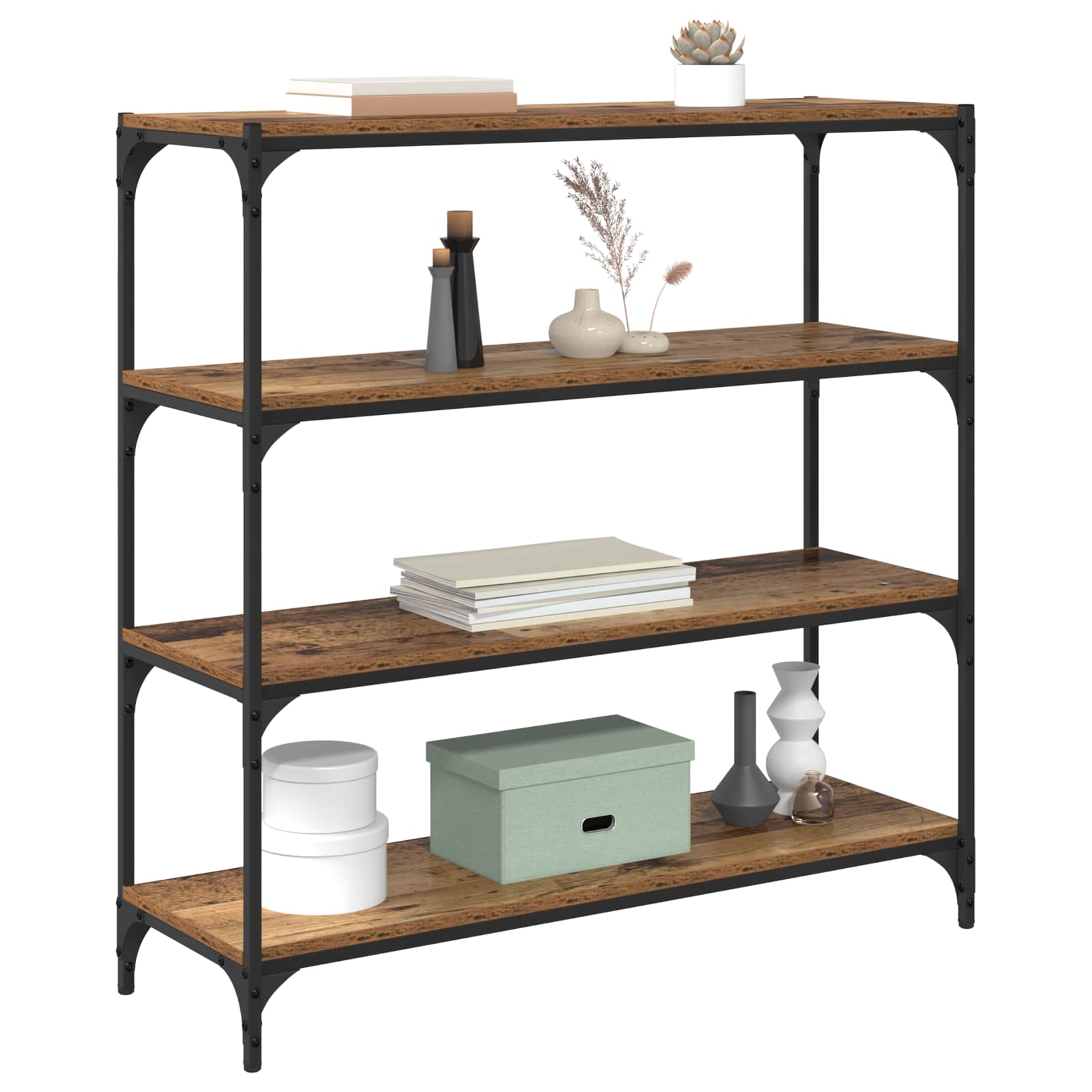 Bücherregal Schwarz 40x33x70,5 cm Holzwerkstoff und Stahl