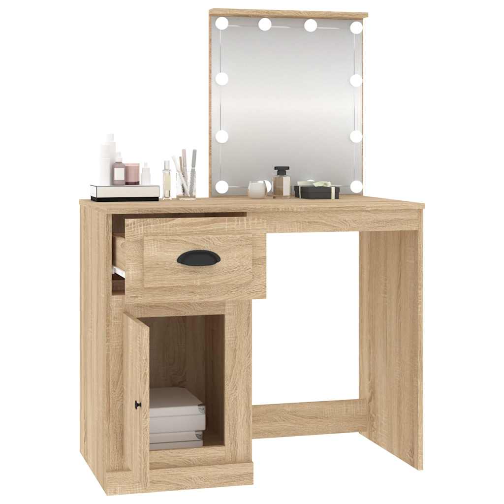 Schminktisch mit Spiegel Weiß 90x50x132,5 cm Holzwerkstoff