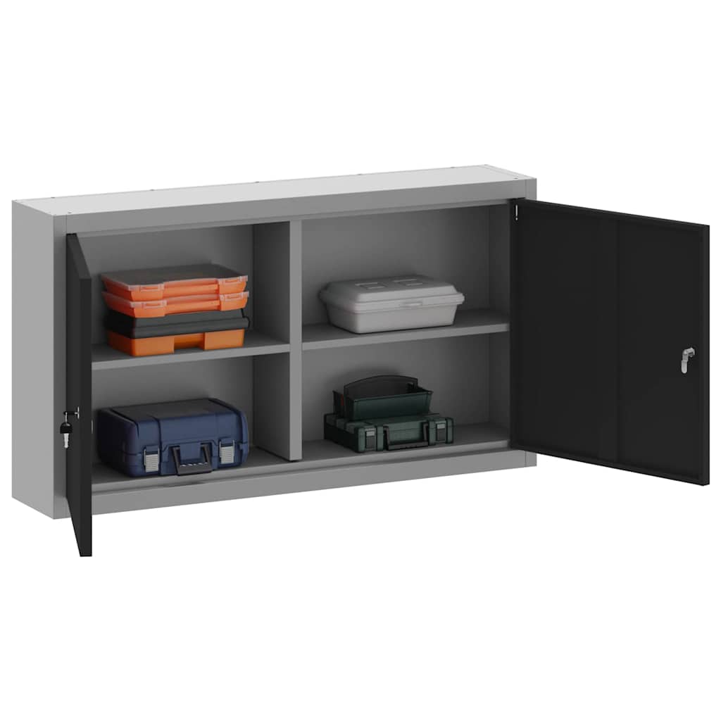 Werkzeugschrank mit Regal Schwarz und Grau 55 x 55 x 55 cm