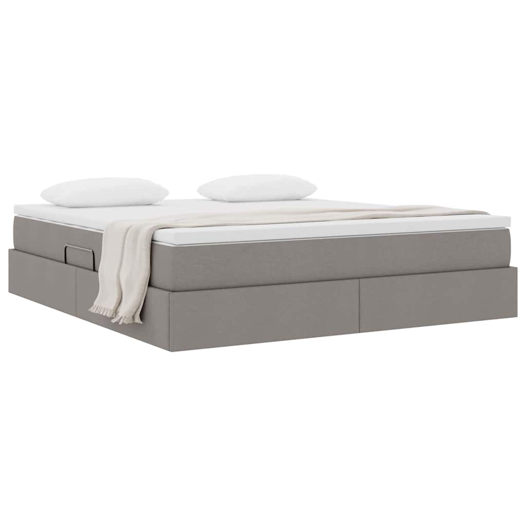 Aufbewahrungsbett mit Matratze Hellgrau 90 x 190 cm Polyester