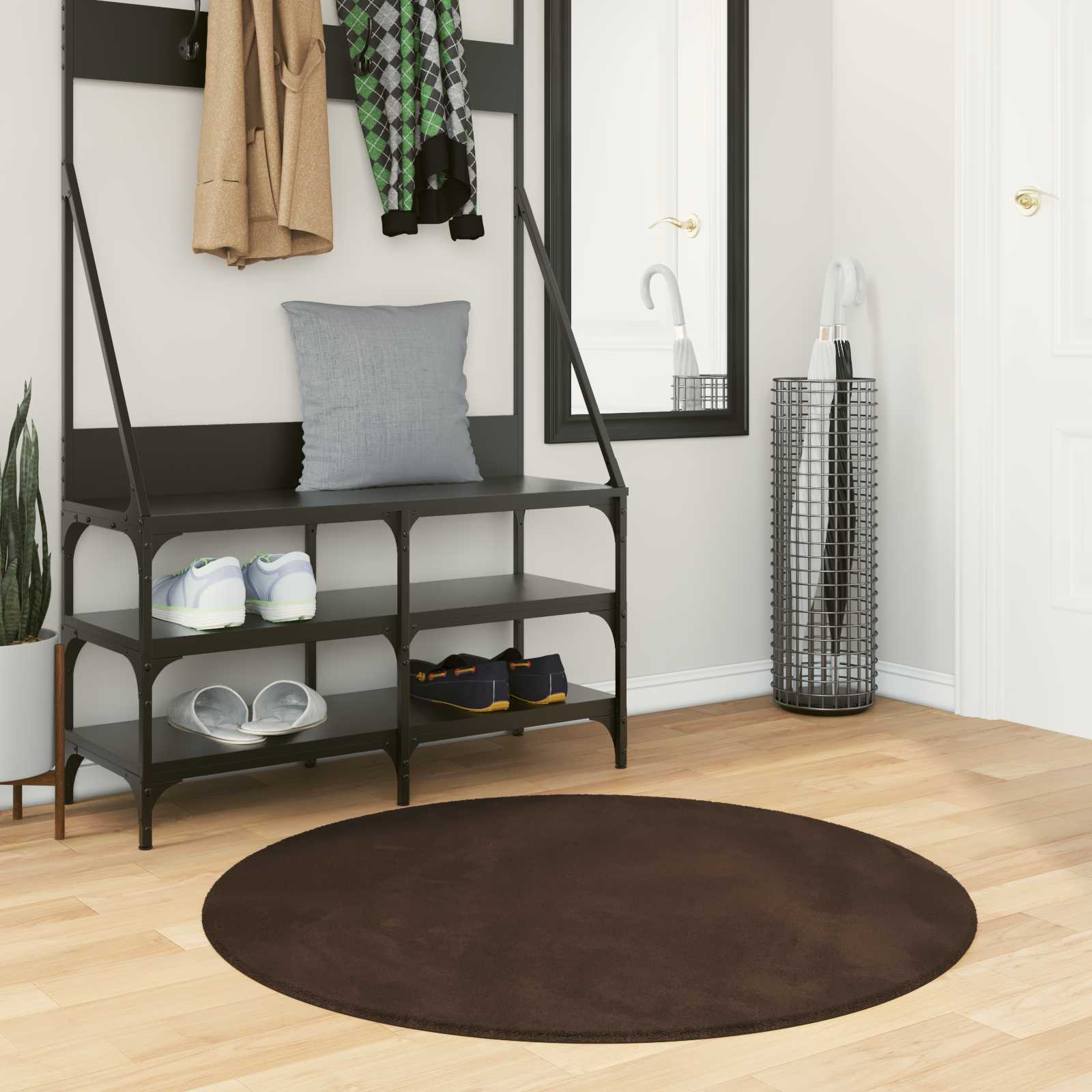 Teppich HUARTE Kurzflor Weich und Waschbar Anthrazit 60x110 cm