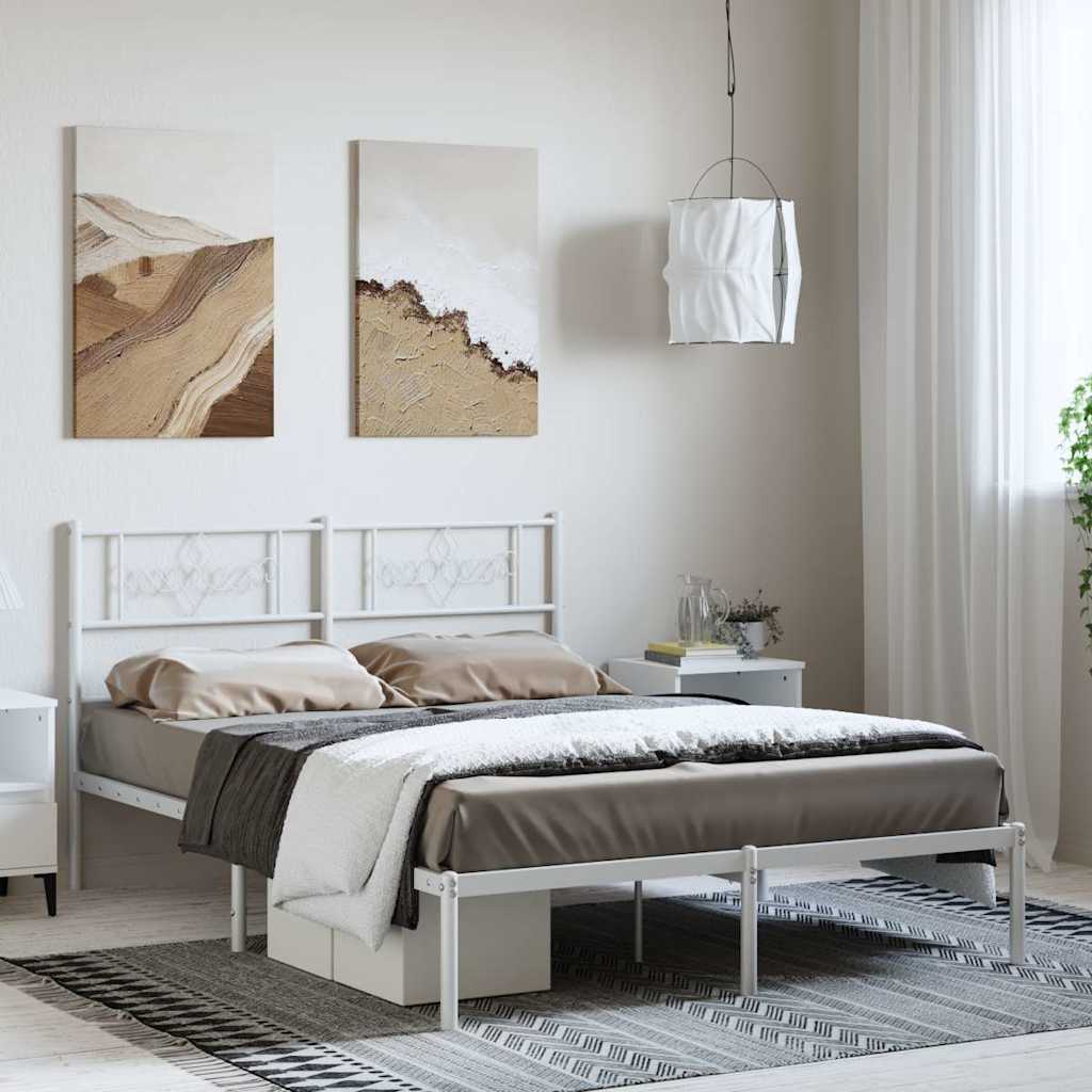 Bettgestell mit Kopfteil Metall Schwarz 100x190 cm