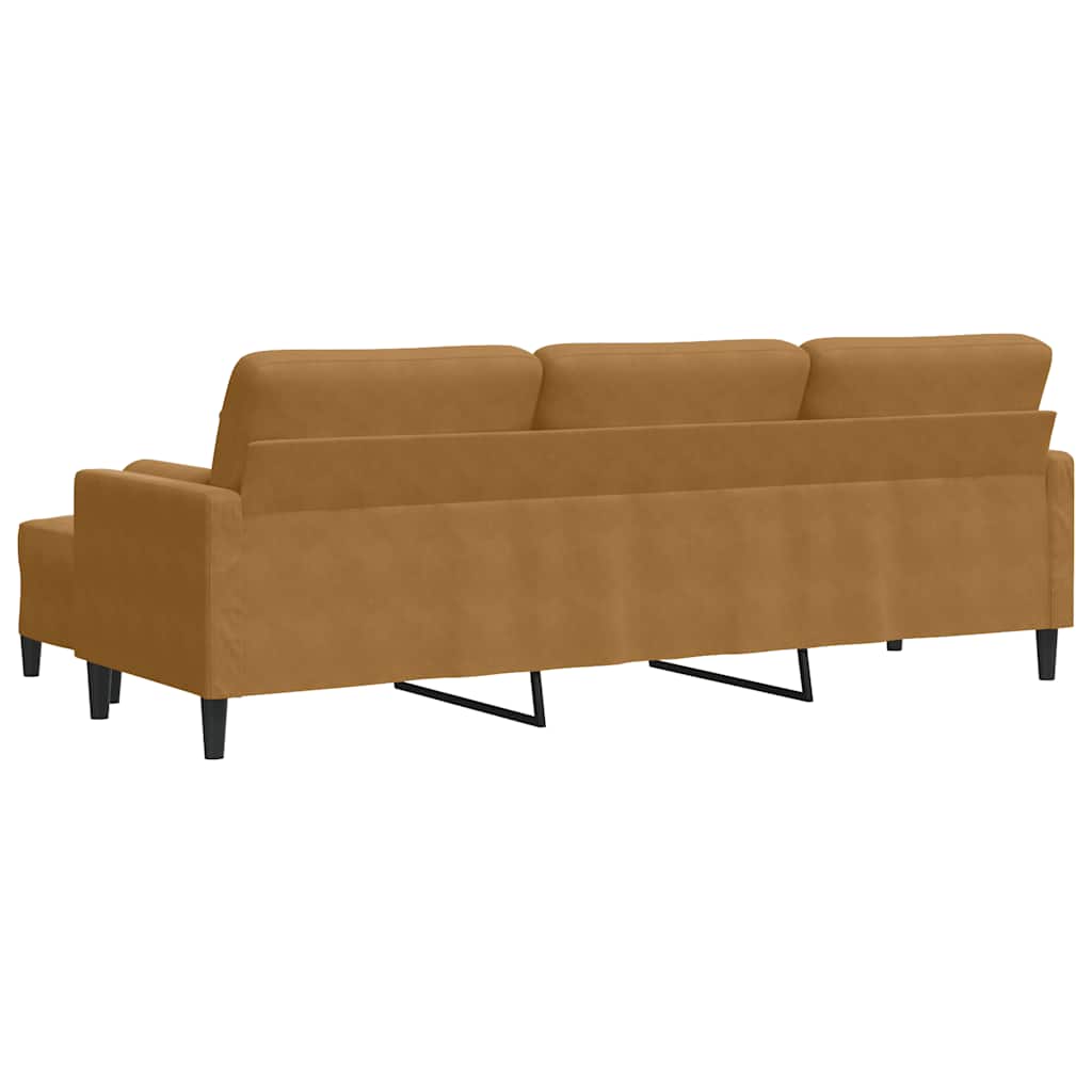 3-Sitzer-Sofa mit Hocker Hellgrau 180 cm Samt
