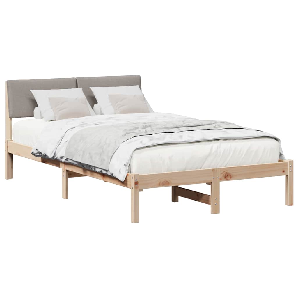 Bettgestell Braun und hellgrau 200 x 200 cm Massivholz Kiefer