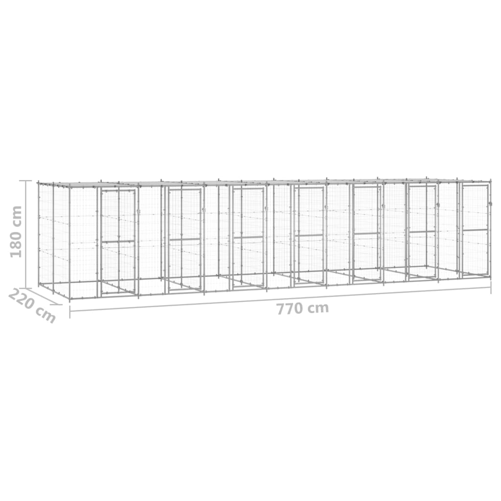 Outdoor-Hundezwinger Stahl mit Überdachung 110x220x180 cm