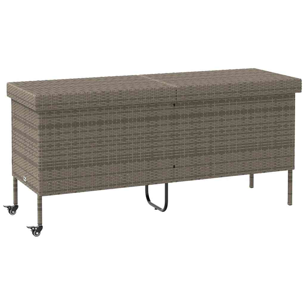 Gartentruhe mit Rollen Schwarz 110x55x73 cm Poly Rattan