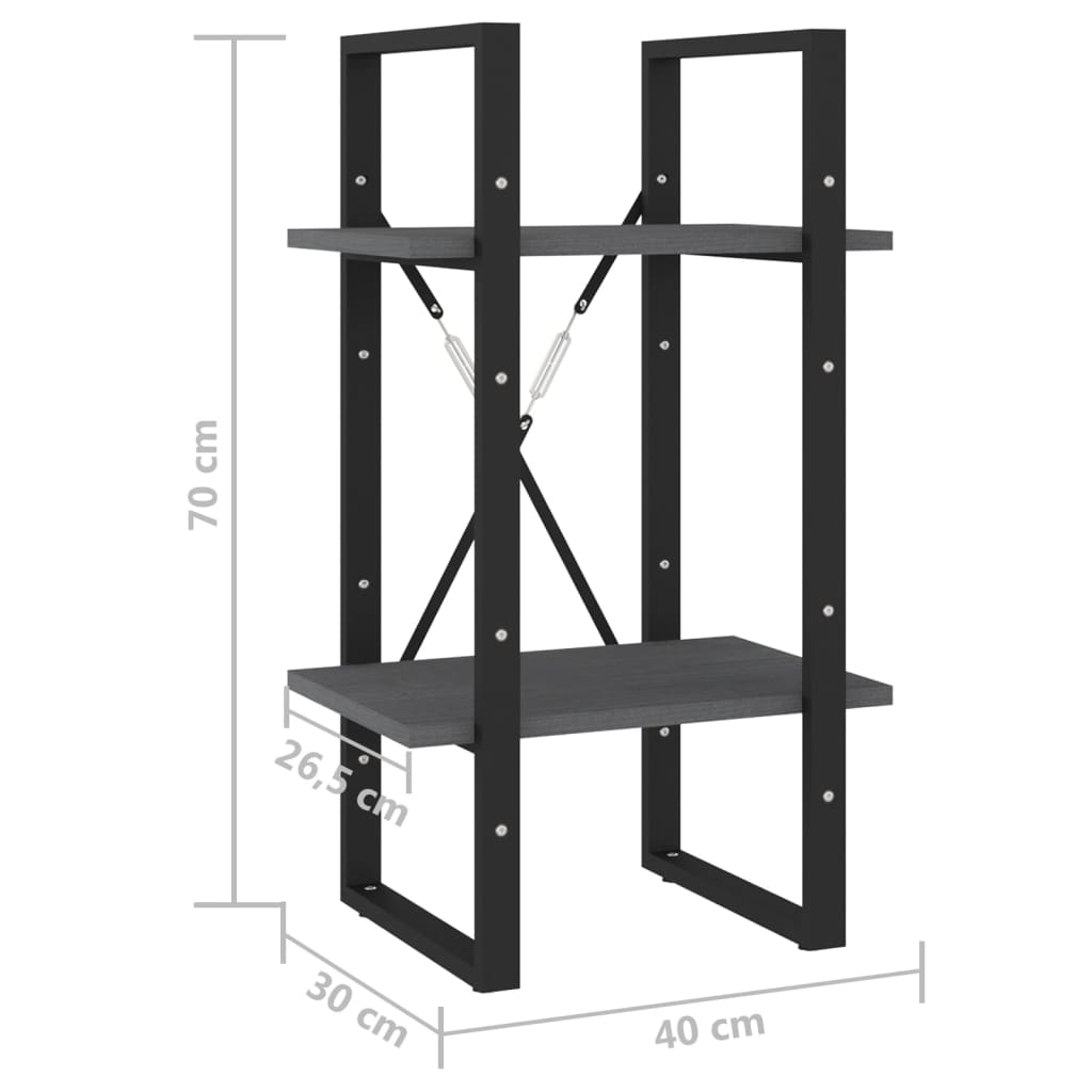 Bücherregal 2 Fächer Weiß 40x30x70 cm Holzwerkstoff