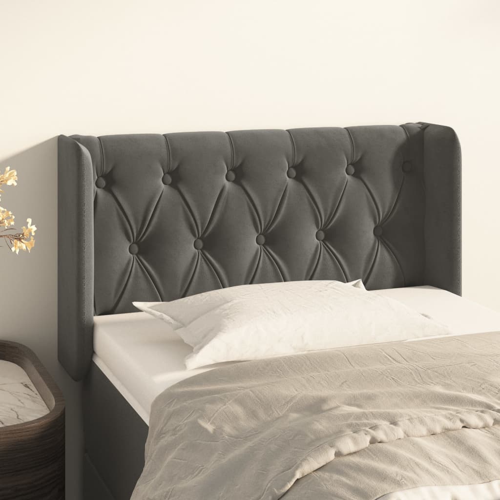Kopfteil mit Ohren Dunkelblau 93x16x78/88 cm Samt