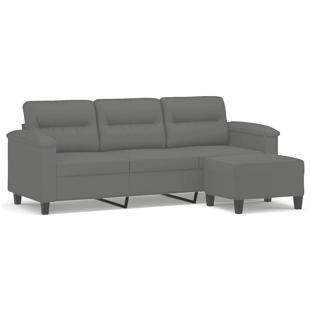 3-Sitzer-Sofa mit Hocker Taupe 180 cm Mikrofasergewebe