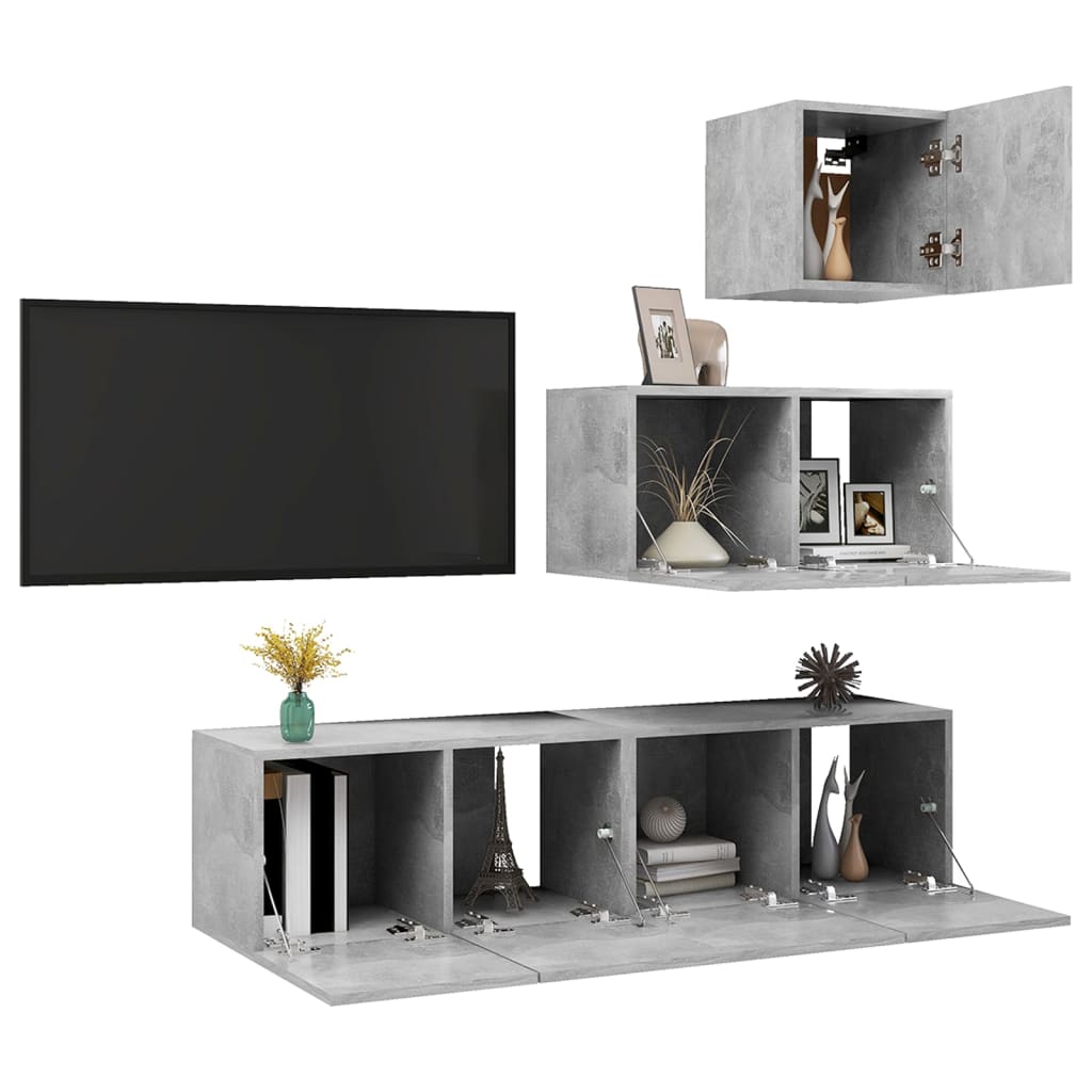 4-tlg. TV-Schrank-Set Weiß Holzwerkstoff