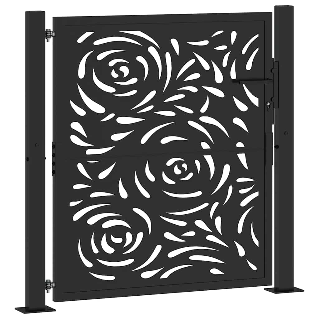 Gartentor Schwarz 100x100 cm Stahl Lichtdesign