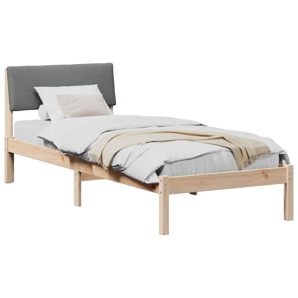 Bettgestell Braun und hellgrau 200 x 200 cm Massivholz Kiefer