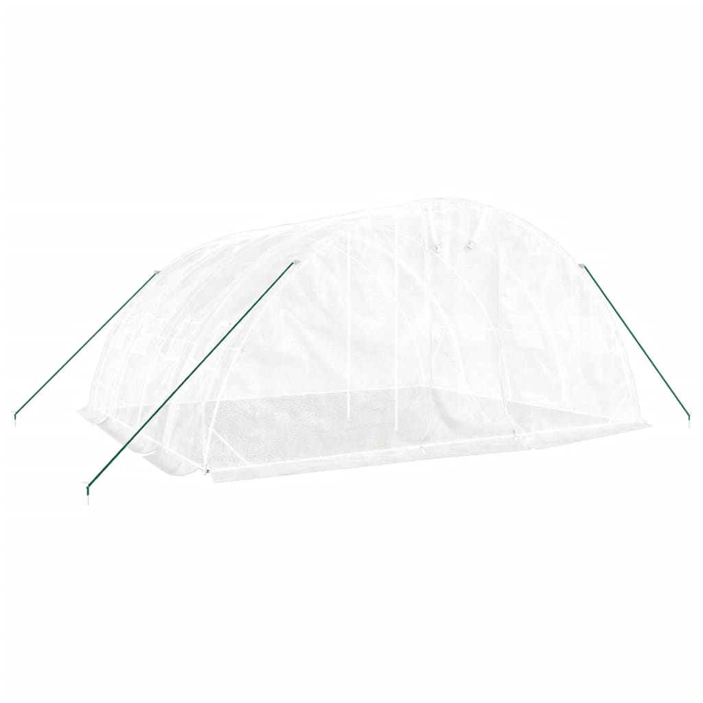 Gewächshaus mit Stahlrahmen Weiß 40 m² 8x5x2,3 m