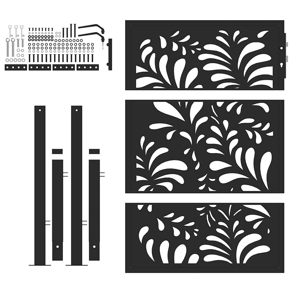 Gartentor Schwarz 100x100 cm Stahl Lichtdesign