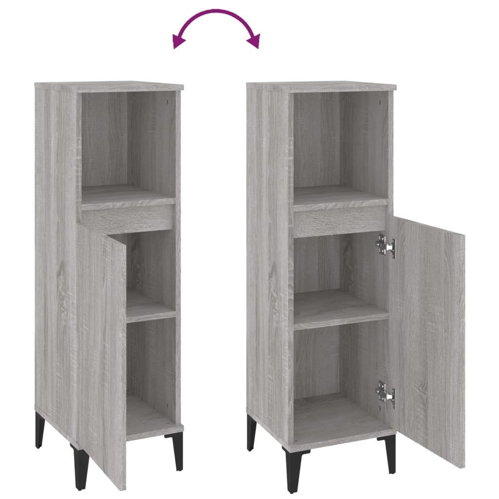 Badschrank Weiß 30x30x100 cm Holzwerkstoff
