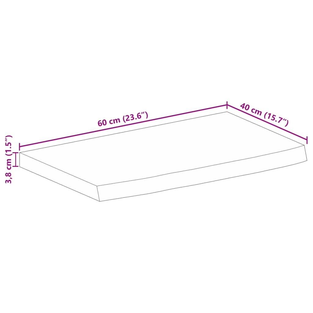 Wandregal 40x20x2,5 cm Rechteckig Massivholz Akazie Baumkante