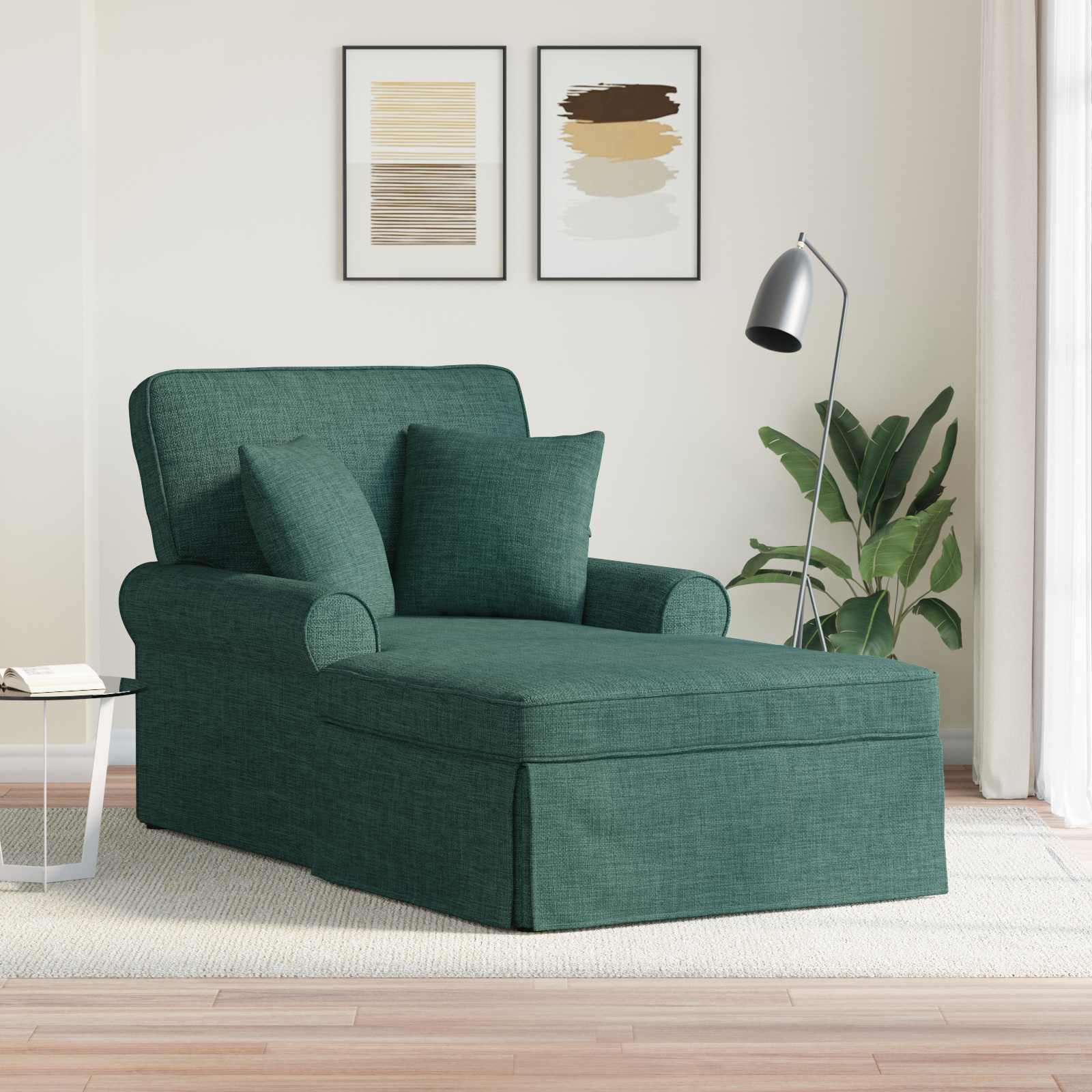 Chaise Lounge mit Rock mit Kissen 3 pcs Hellgrau Stoff
