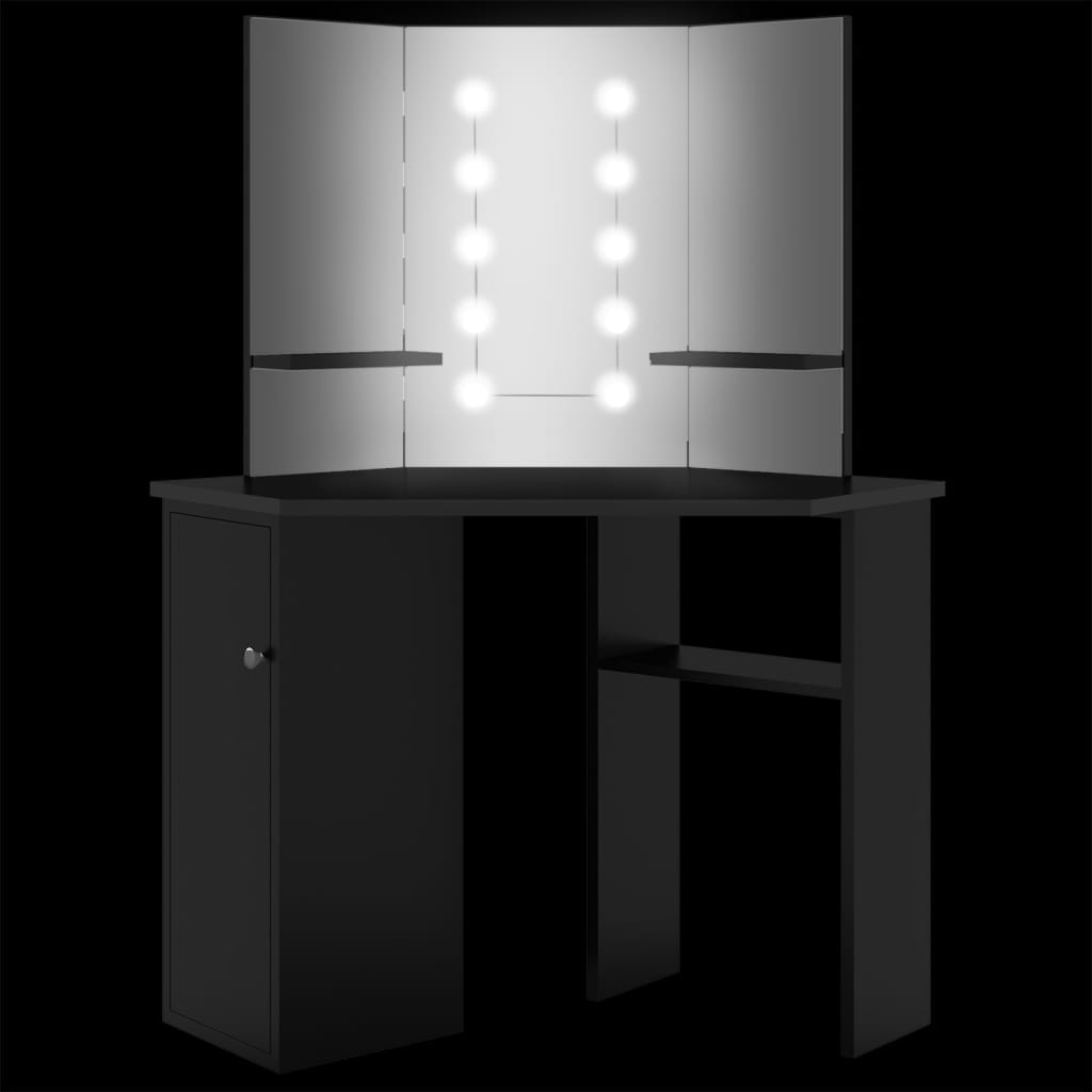 Eck-Schminktisch mit LED Grau 111x54x141,5 cm