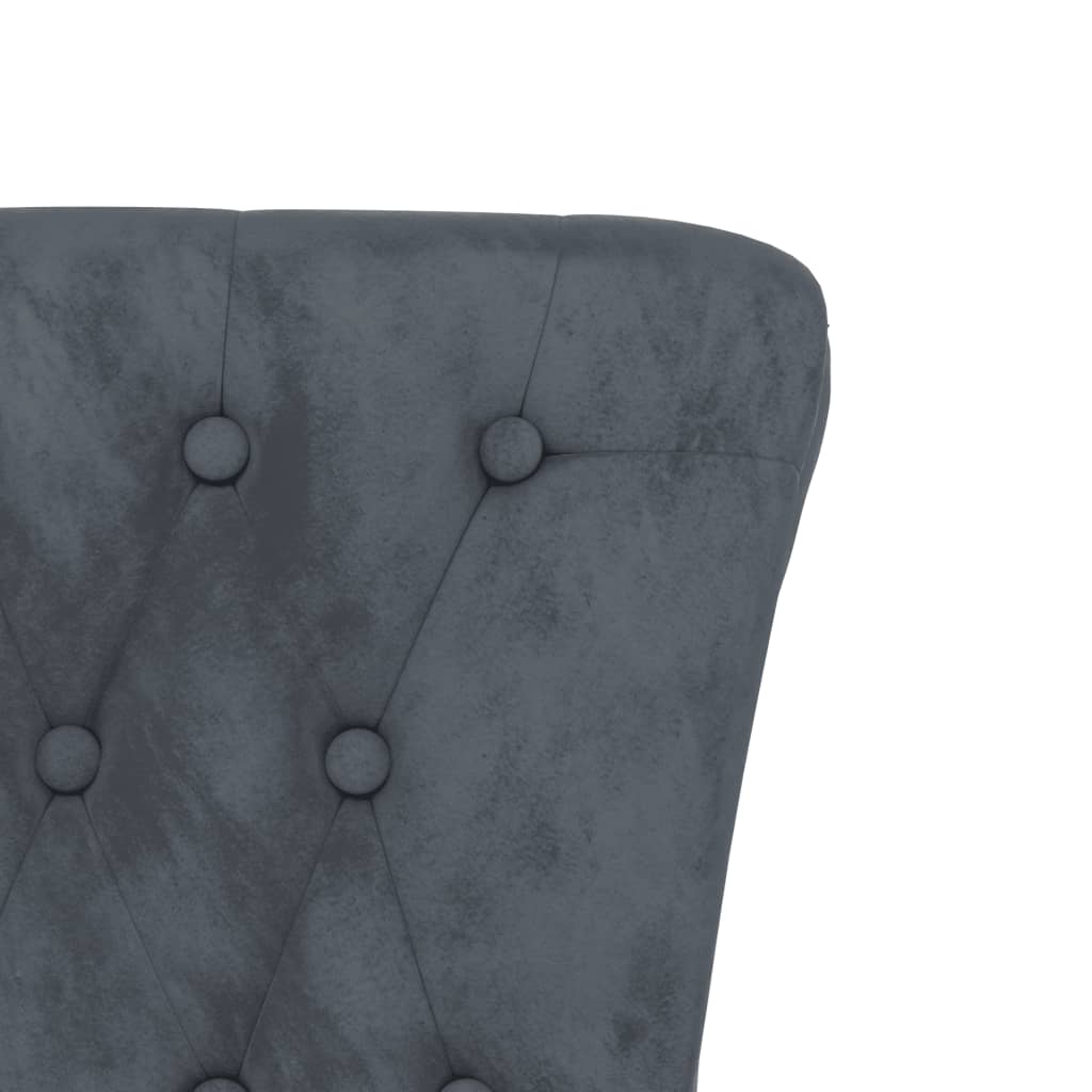 Polsterstuhl mit Hoher Rückenlehne Blau Samt Knopfheftung