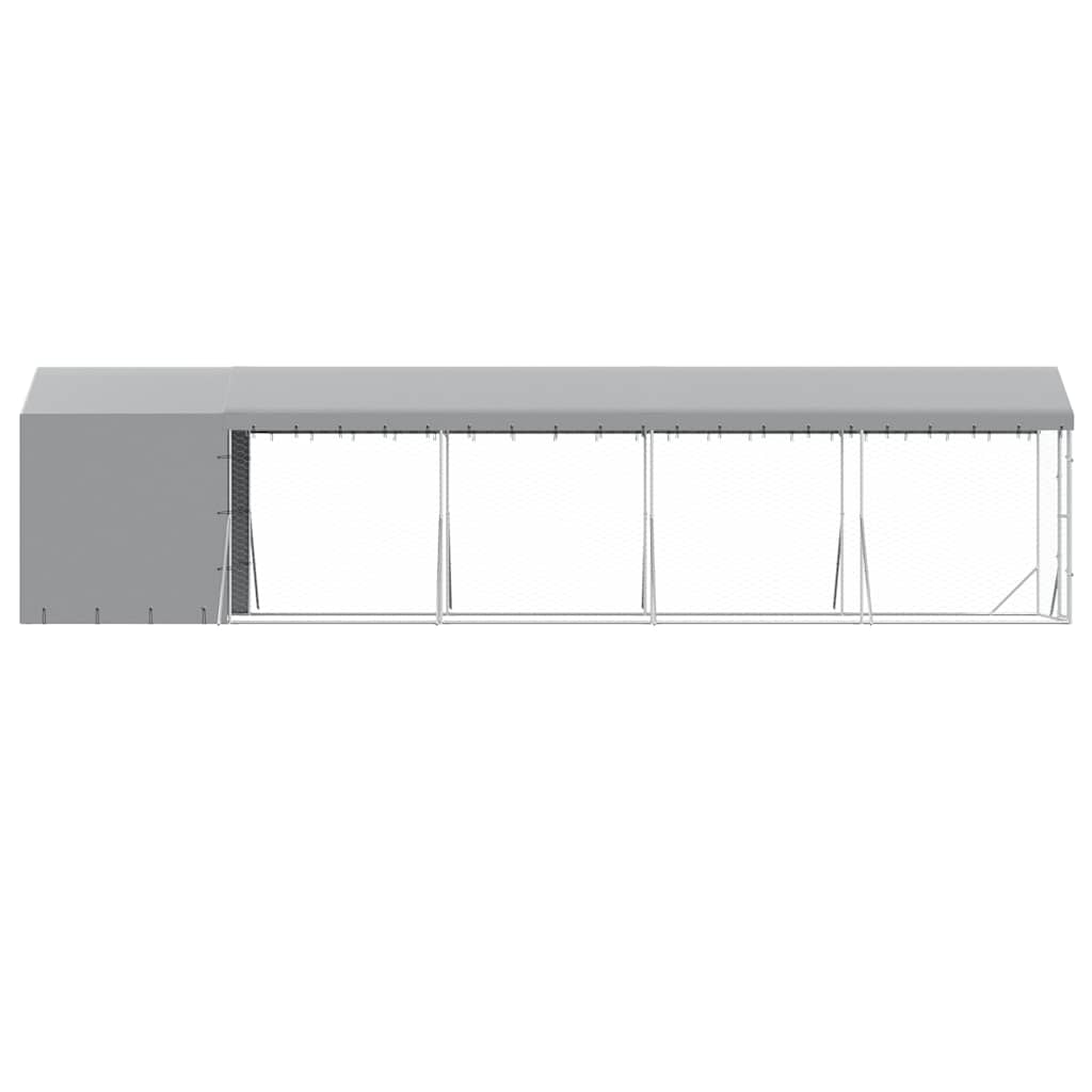 Outdoor-Hundezwinger mit Dach Silbern 2x6x2,5m Verzinkter Stahl