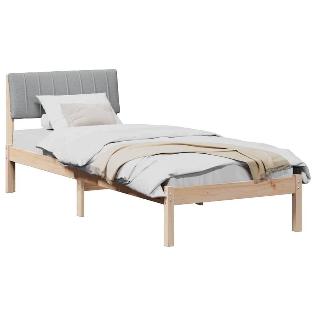 Bettgestell Braun und hellgrau 200 x 200 cm Massivholz Kiefer