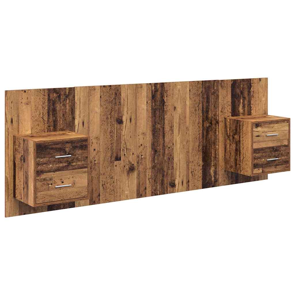 Kopfteil mit Nachttischen Weiß Holzwerkstoff