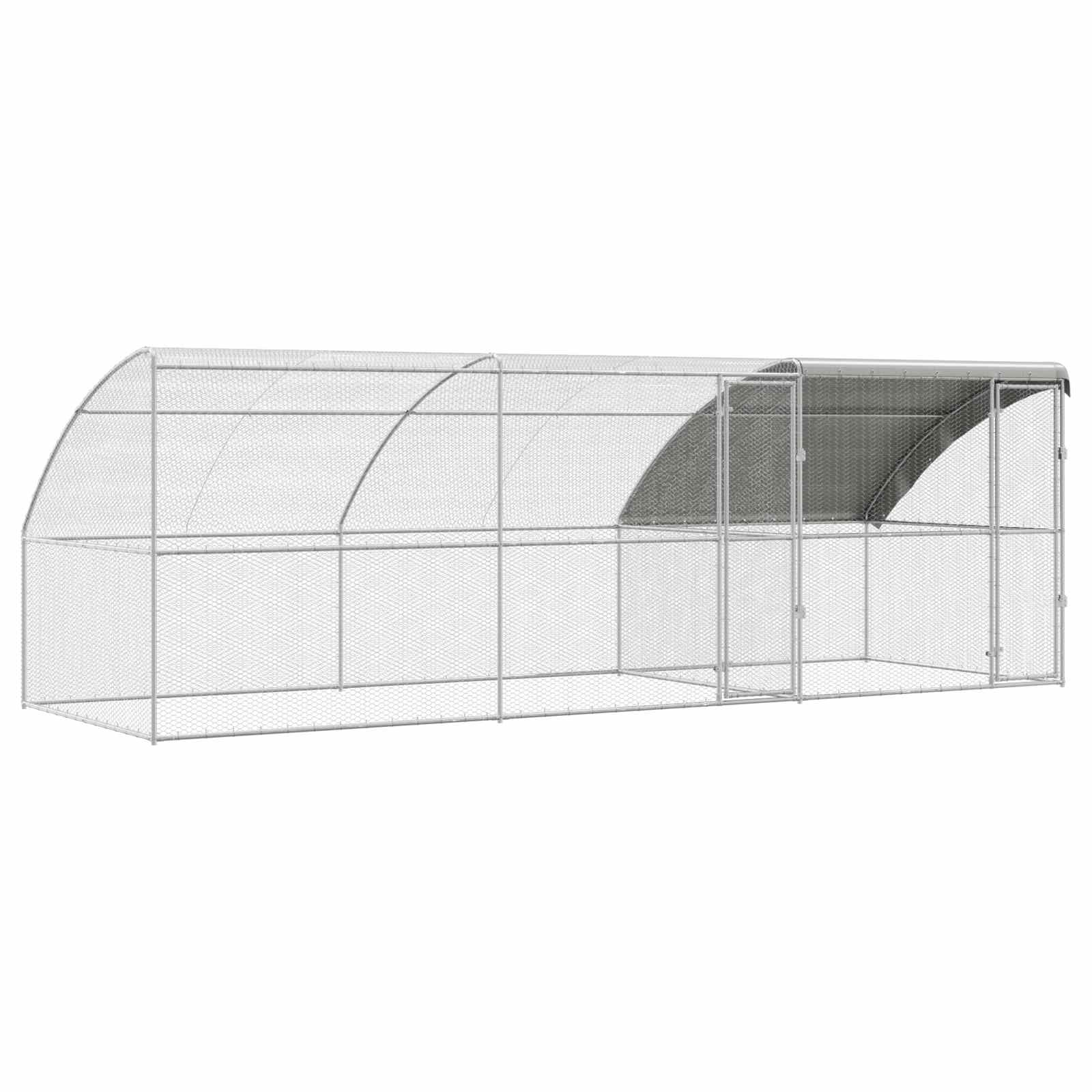 Hühnerkäfig 2 pcs Silber 400 x 200 x 200 cm Stahl und PE