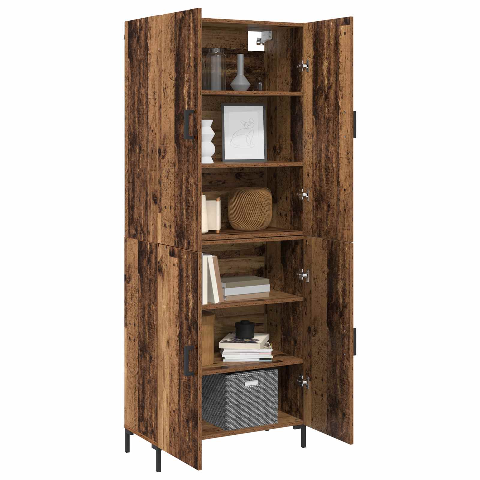 Highboard Betongrau 69,5x34x180 cm Holzwerkstoff