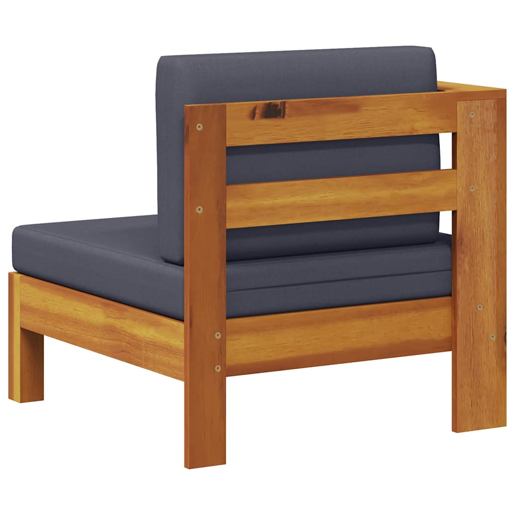2-tlg. Garten-Lounge-Set mit Cremeweißen Kissen Akazienholz