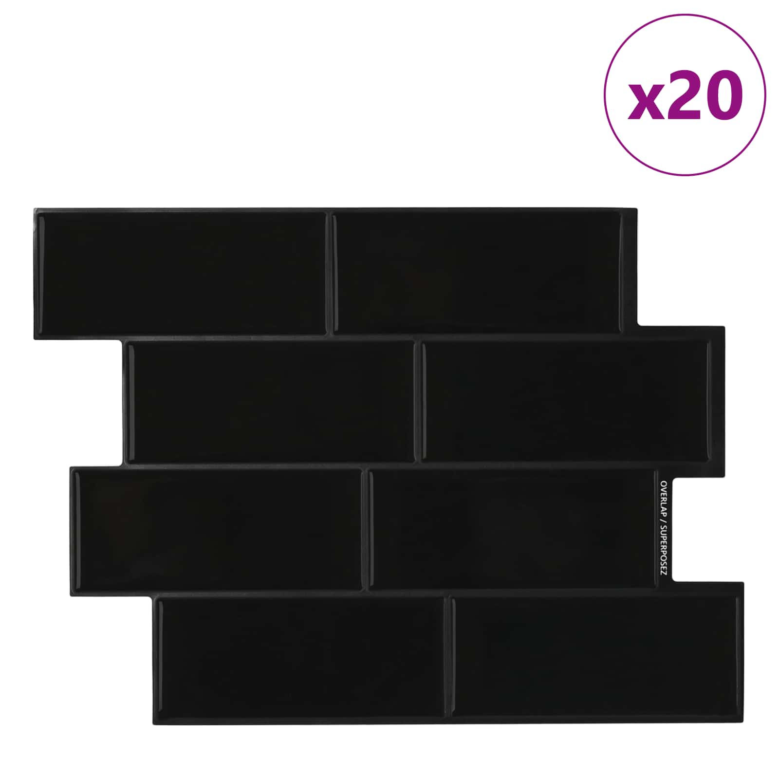 U-Bahn-Fliese 10 pcs Weiß Grau 29 x 21 cm Polyurethan und PET