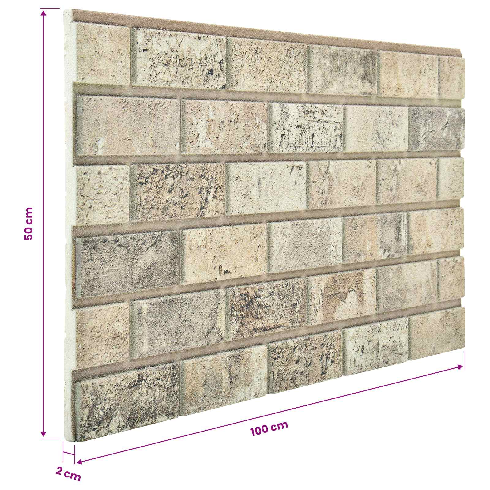 Wandpaneele 10 pcs Ziegel 100 x 50 cm EPS-Schaum