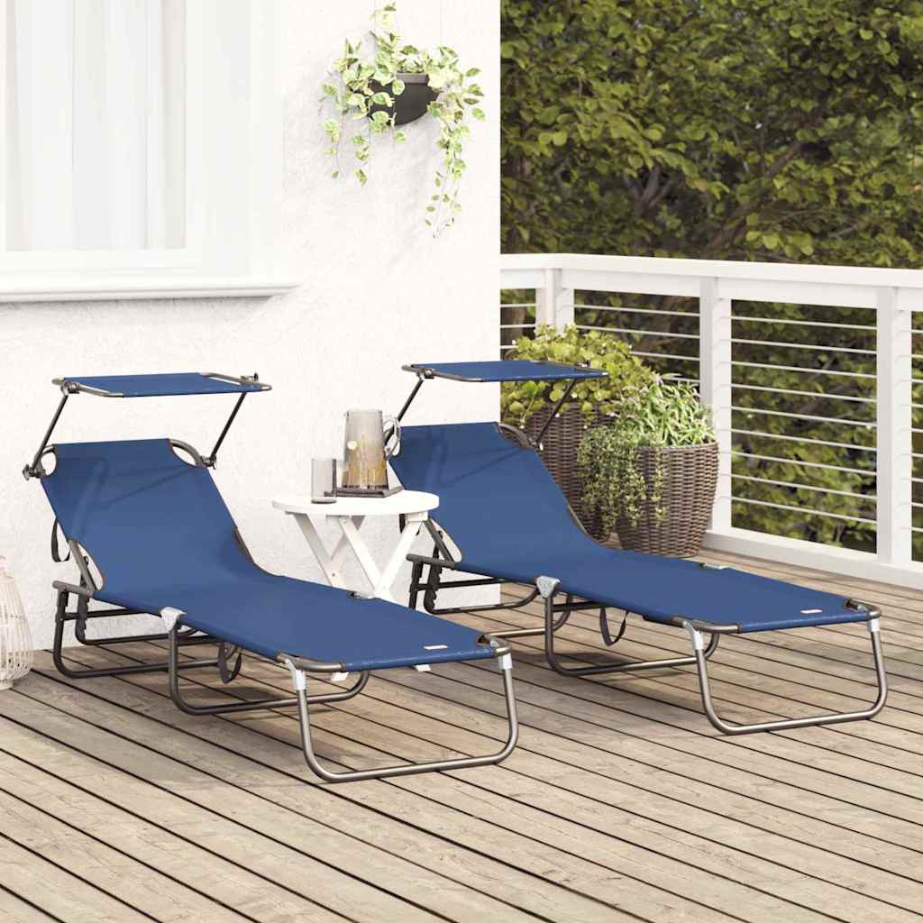 Klappbare Sonnenliege Blau 190 x 57 x 81 cm Oxford