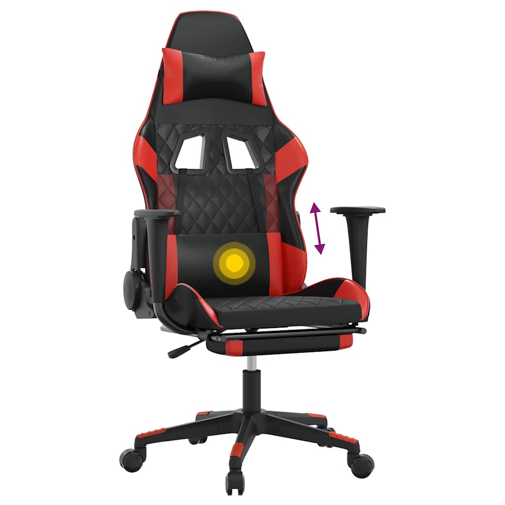 Gaming-Stuhl mit Massagefunktion Schwarz und Blau Kunstleder