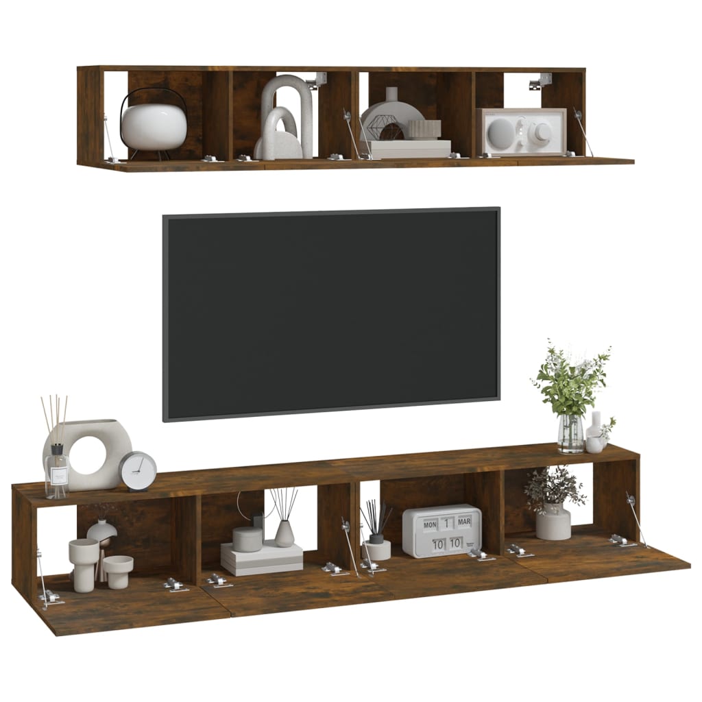 4-tlg. TV-Schrank-Set Weiß Holzwerkstoff