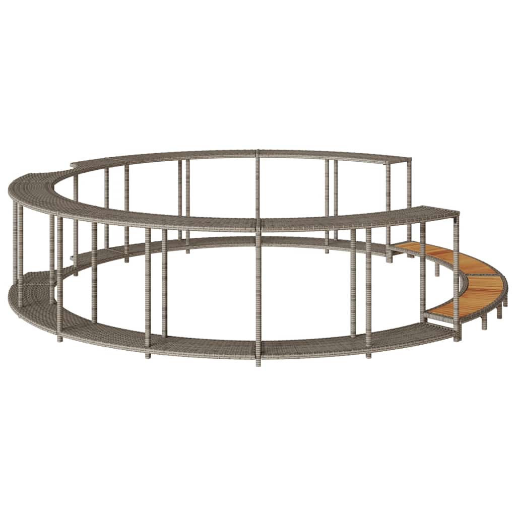 Whirlpool-Umrandung mit Stauraum Holztreppe Schwarz Poly Rattan
