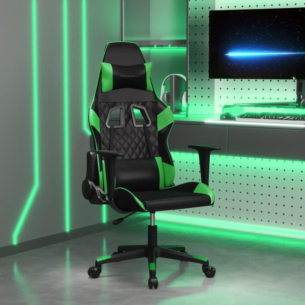 Gaming-Stuhl mit Massagefunktion Schwarz und Blau Kunstleder