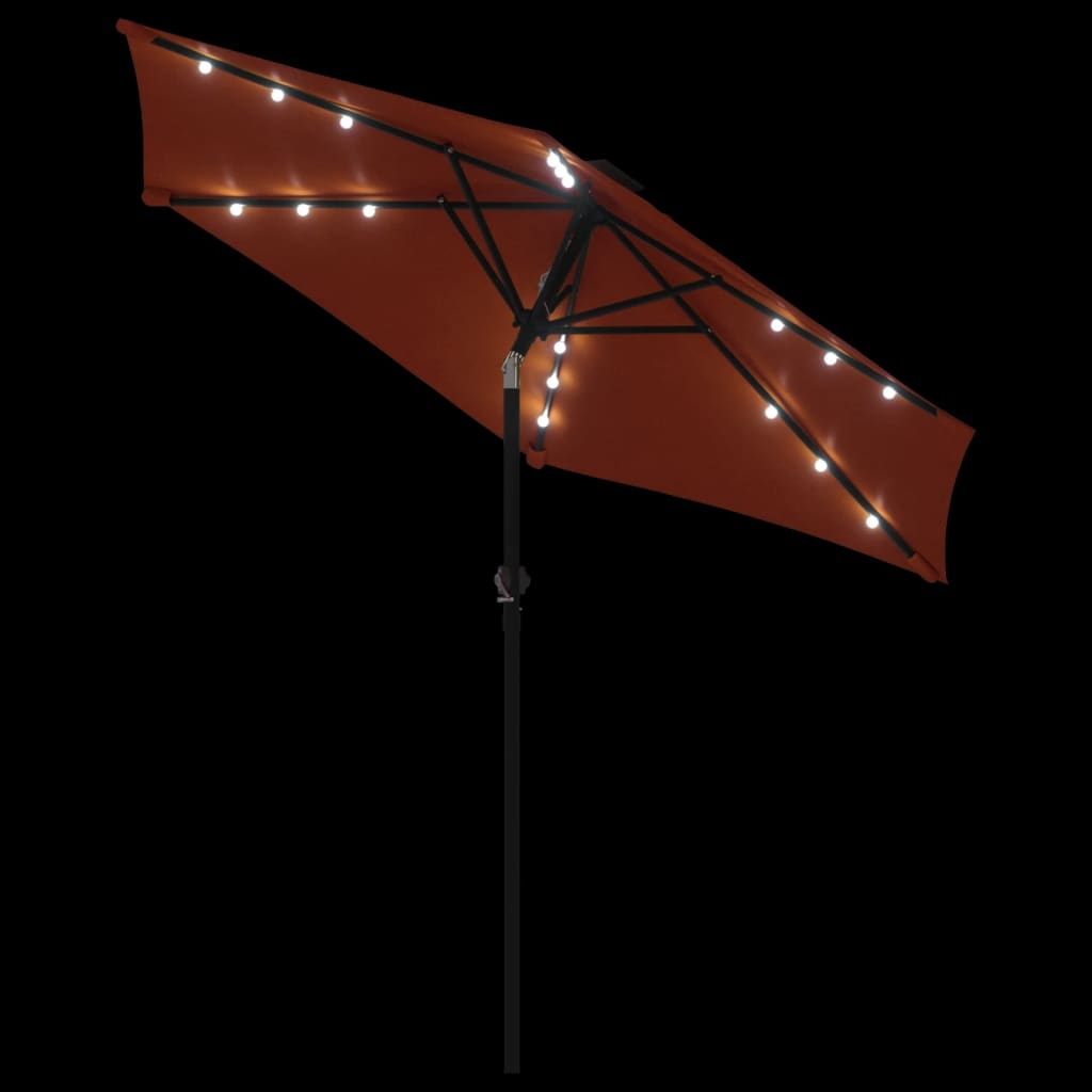 Sonnenschirm mit LED und Stahlmast Weiß 225x225x212 cm