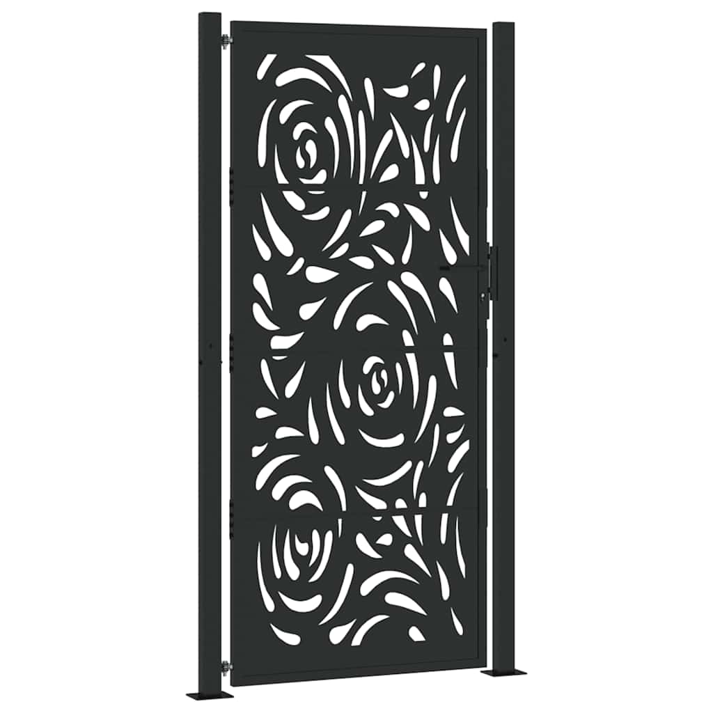 Gartentor Schwarz 100x100 cm Stahl Lichtdesign