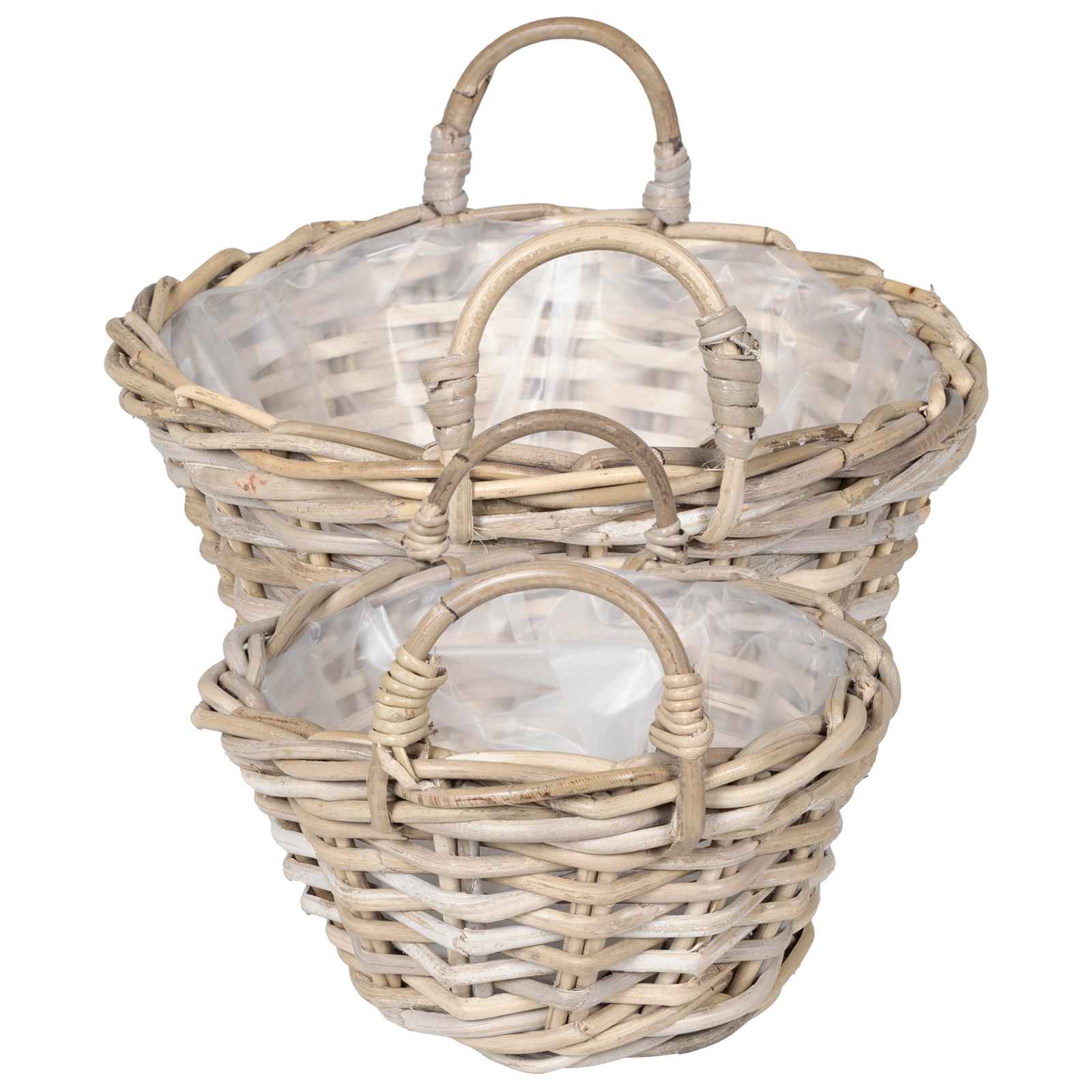 Blumentopfkorb mit Speicher 2 Stk. Natürliches Grau Kubu Rattan