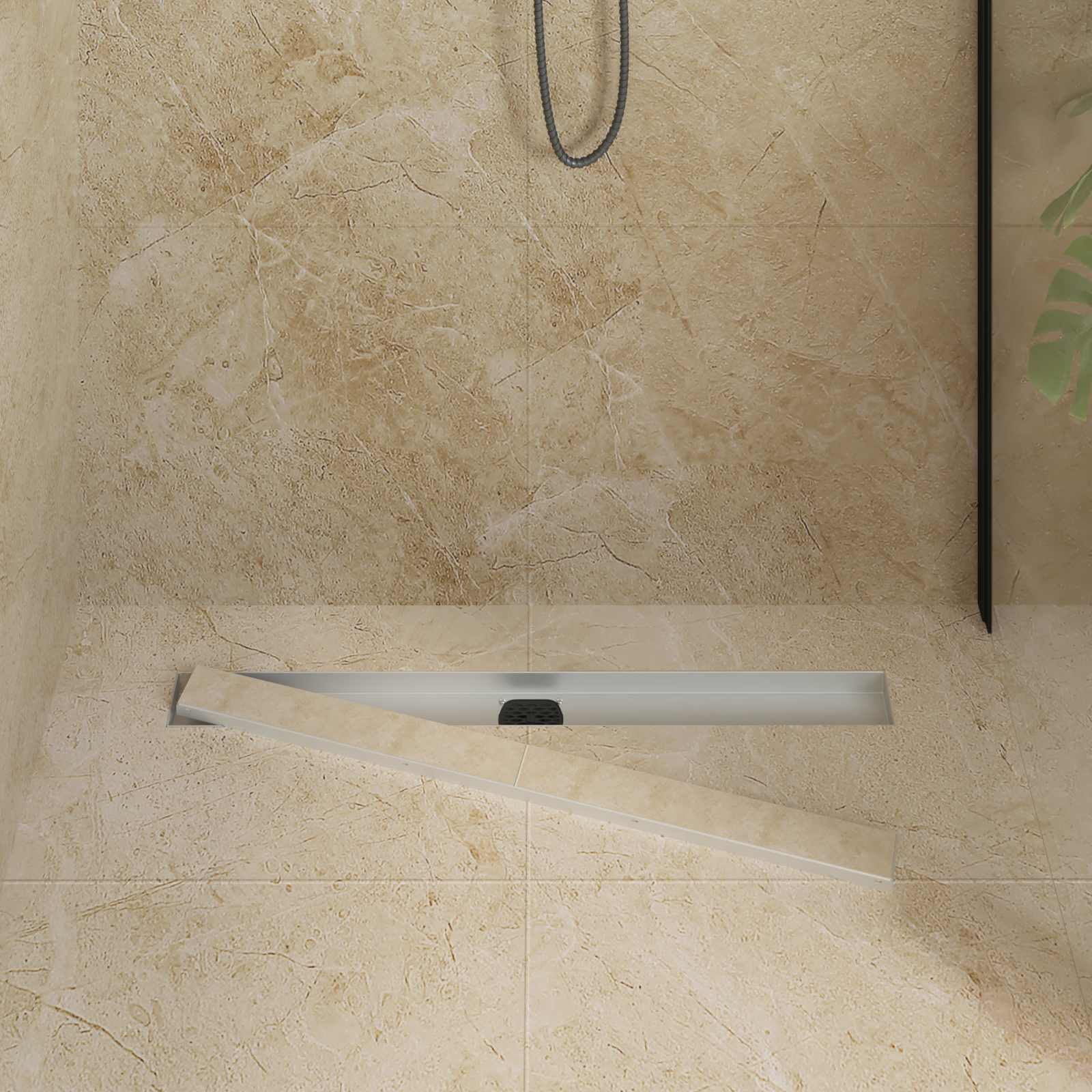 Duschablauf 2-in-1 mit 360° Siphon Silber 54 x 11 x 9,5 cm