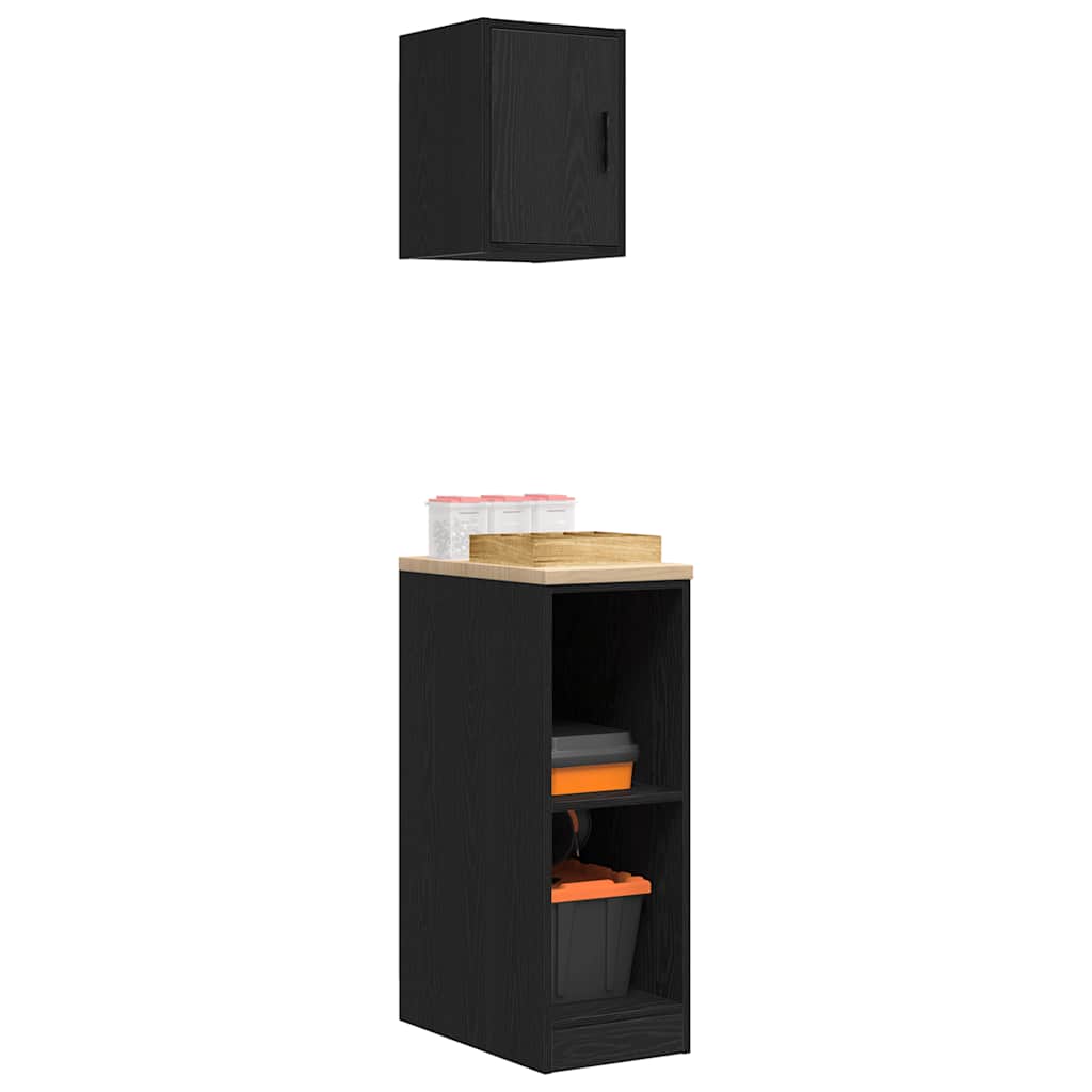Garagenschränke 2 Stk. Schwarz Holzwerkstoff