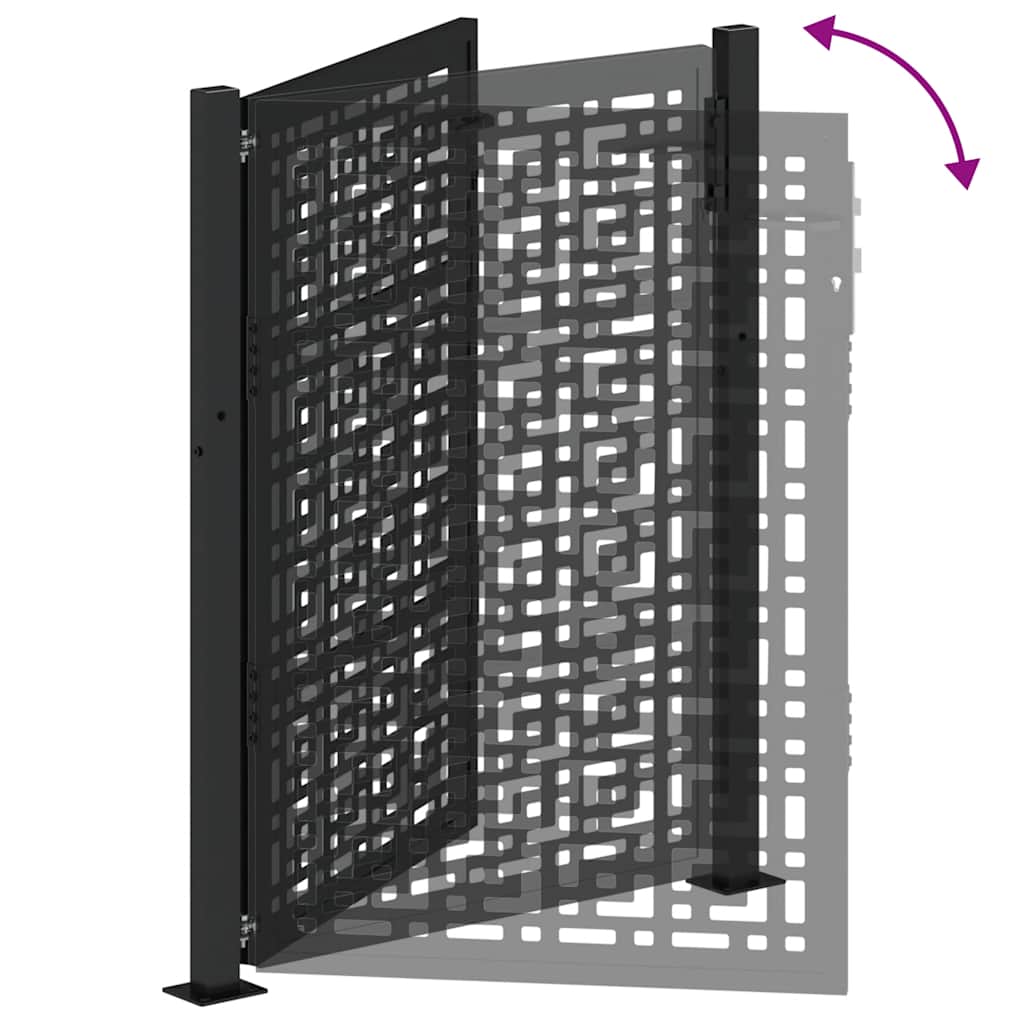 Gartentor Schwarz 100x100 cm Stahl Lichtdesign